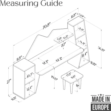 Kids Study Desk Bookshelf 2 Stools Ages 3-8 2